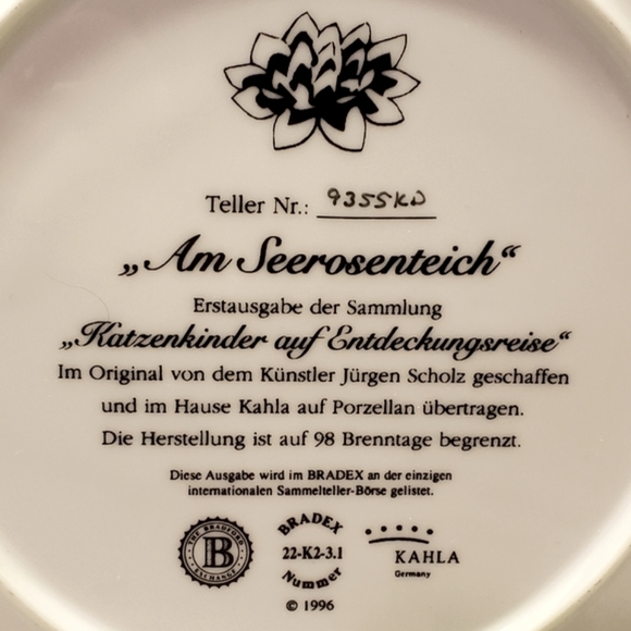 Vtg 96 "Kitten Expeditions" Plate Sholz, Jurgen - Picture 6 of 6